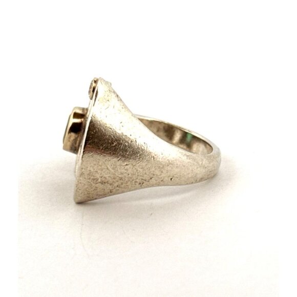 Sterling Silver Moon & Star Ring w/ Emerald & CZ Unique Celestial Statement - Picture 4 of 10